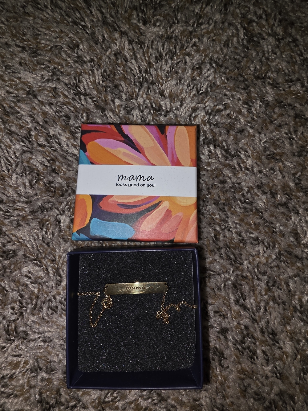 Mama Gold Bar Necklace - New In Box